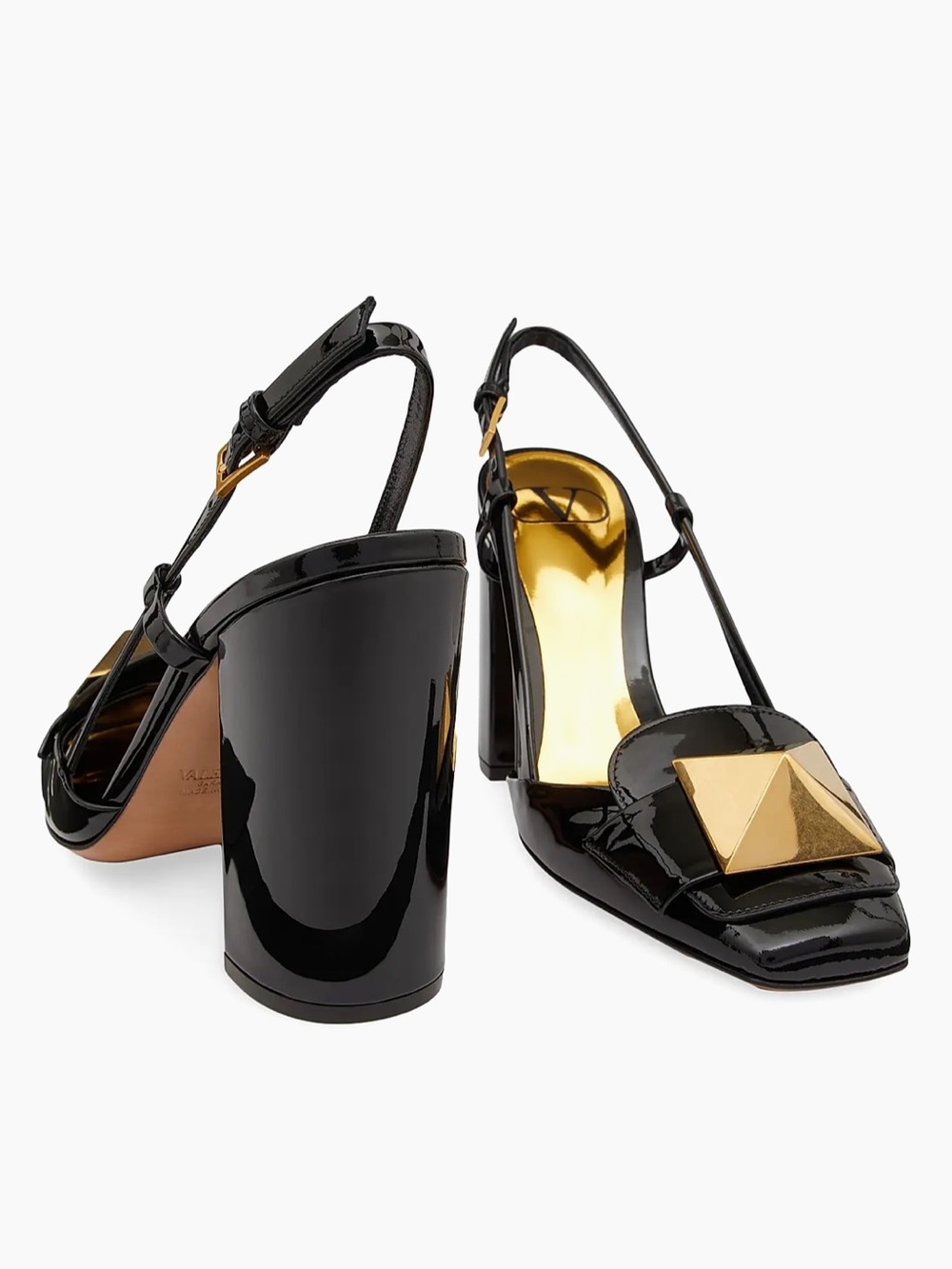 Valentino Garavani One Stud Black Patent Leather Slingback Pumps 37.5 US 7.5 - Picture 2 of 16